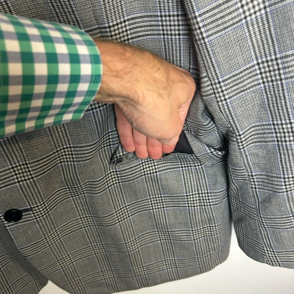 Brook Brothers Regent Fit Sport Coat Blazer Mens Size 44R plaid‎ 100% Wool